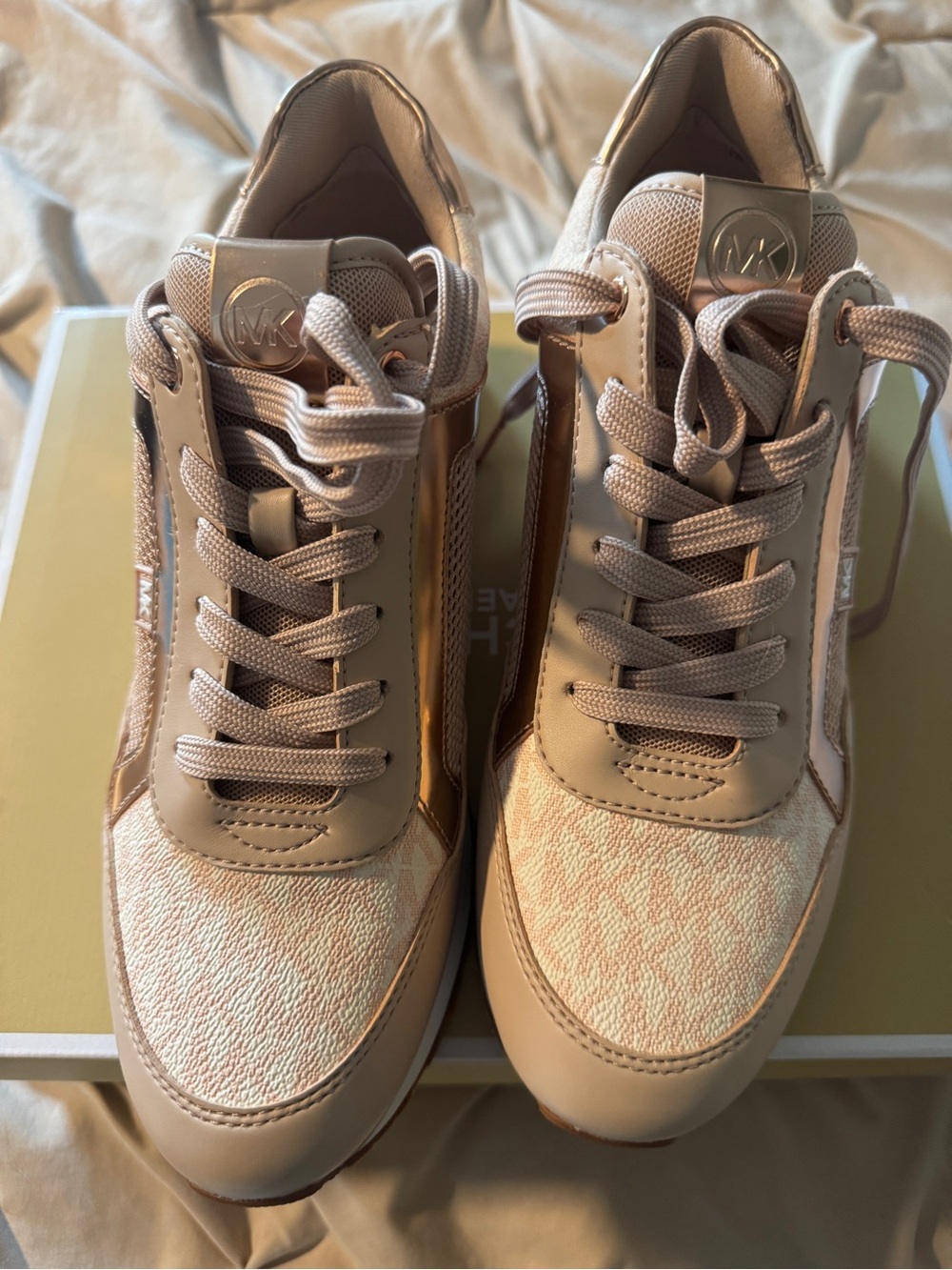 NWT Michael Kors Blush Rose Gold Mixed Material Sneakers Women’s 9.5